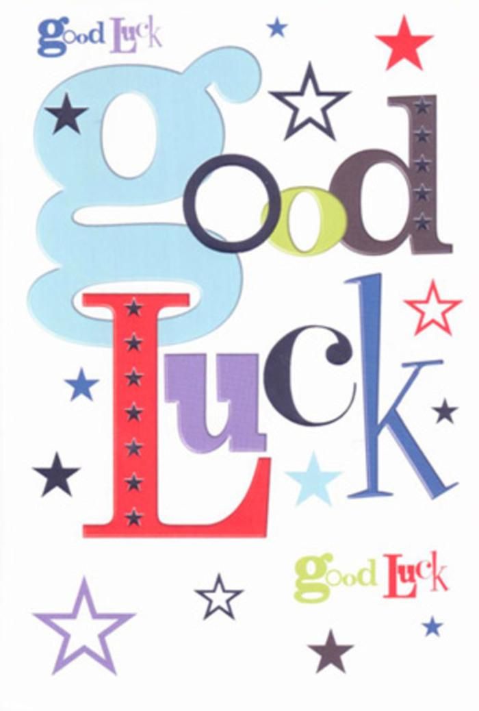 There's a radiant energy to this good luck card, much like the vibrant spirit you find on Chatsworth Road market on a sunny day in Hackney. Its typographic arrangement dances with personality: each letter rendered in hues of pastel blue, striking red, moss green, and deep violet, reminiscent of the palette seen in local art displays or garden corners of Victoria Park. Stars in varied sizes and tones-some bold, others faint-scatter across the generous white canvas, blending playfulness with a sense of boundless opportunity. The crisp cardstock feels cool and substantial beneath your fingertips, echoing the care and craftsmanship that South Hackney Florist puts into every creation. There's a celebratory hum to this design, the kind that feels like a group of friends gathered on Broadway Market, offering support and laughter ahead of a new chapter. The composition breathes, each font and colour harmoniously uplifting, making the card feel like a small talisman imbued with belief and genuine hope. Handed over with a smile or tucked inside a bouquet bound for a home near Victoria Park, it carries the gentle but steadfast encouragement that defines the heart of our neighbourhood.