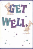 With its cheerful palette and joyful illustrations, this get well card radiates a playful optimism, perfect for brightening a neighbour's day in South Hackney. Two adorable friends-a teddy bear with a cuddly, inviting expression and a spirited puppy, ears delightfully askew-seem to leap from the creamy, softly lit background. Each is engaged in a gentle balancing act, holding up the bold, colourful letters of 'Get Well' in rich indigo and teal. Scattered overhead and around them, whimsical stars in various purples and blues glimmer like evening lights reflecting off Regent's Canal. The illustrated fur of the animals is rendered so tenderly, you can almost sense the comforting softness under your hand, as if receiving a warm, reassuring hug. This card embodies more than good wishes-it serves as an emotional salve, thoughtfully designed to provide comfort and encouragement just as a beautifully arranged bouquet from South Hackney Florist does for those recuperating nearby. The whole scene feels airy, sincere, and perfectly suited to remind someone of care and kindness, however long their recovery journey.